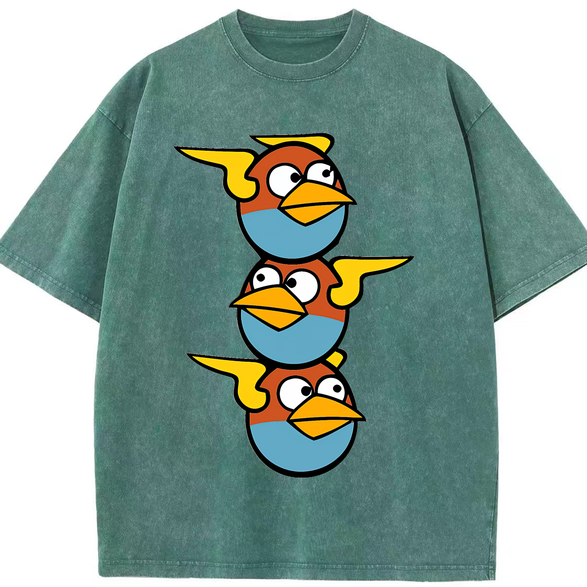 （画像用） Angry Birds アングリーバード 綿100% ヴィンテージ風 半袖Tシャツ（フロントプリント）